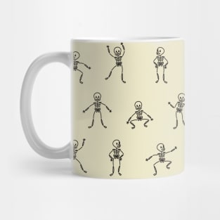 Funny Black Skeletons in Action Pattern Halloween Mug